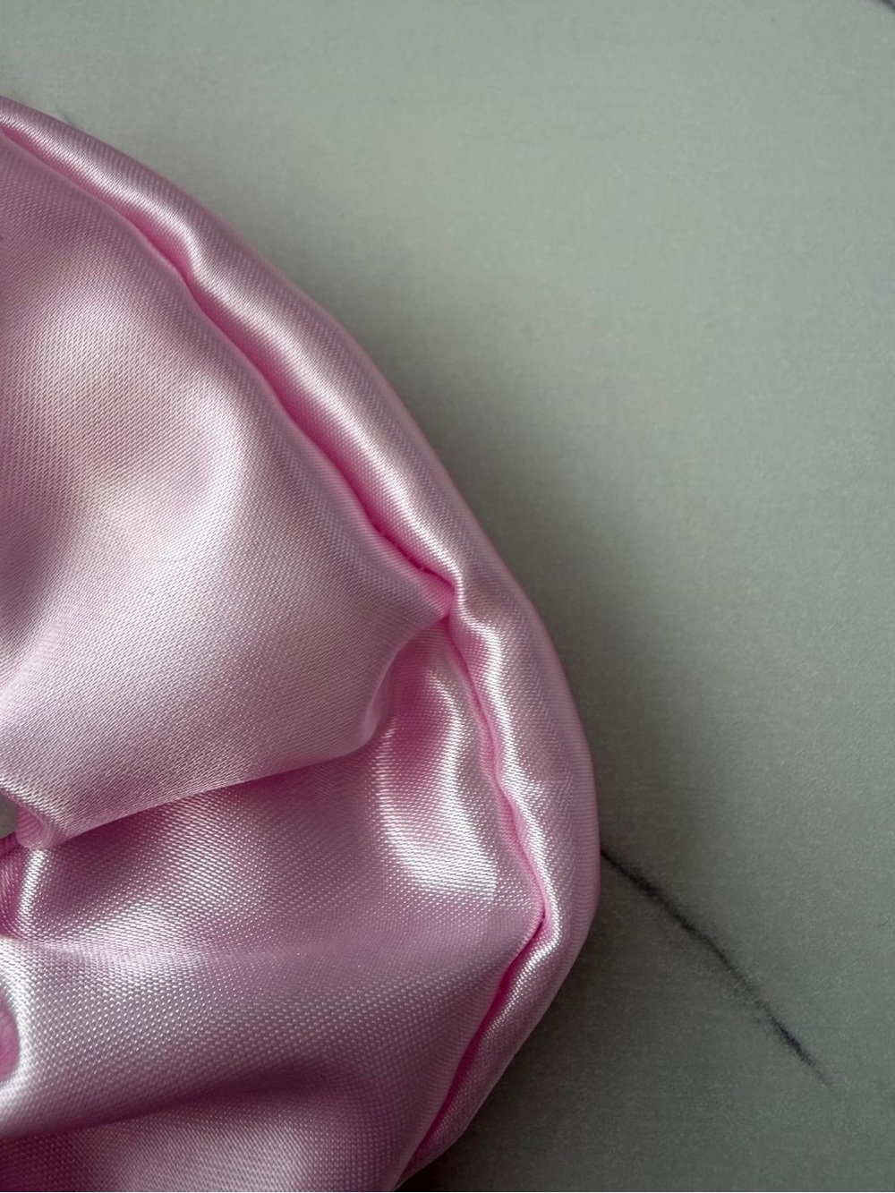 Pink Satin Hair Scrunchie - Soft Elastic Ponytail Accessory - Picture 3 of 4